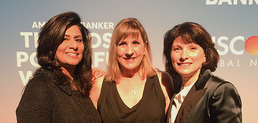Nandita Bakhshi, Michelle Di Gangi and Cluadine Gallagher at the American Banker Most Powerful Women in Banking & Finance Dinner